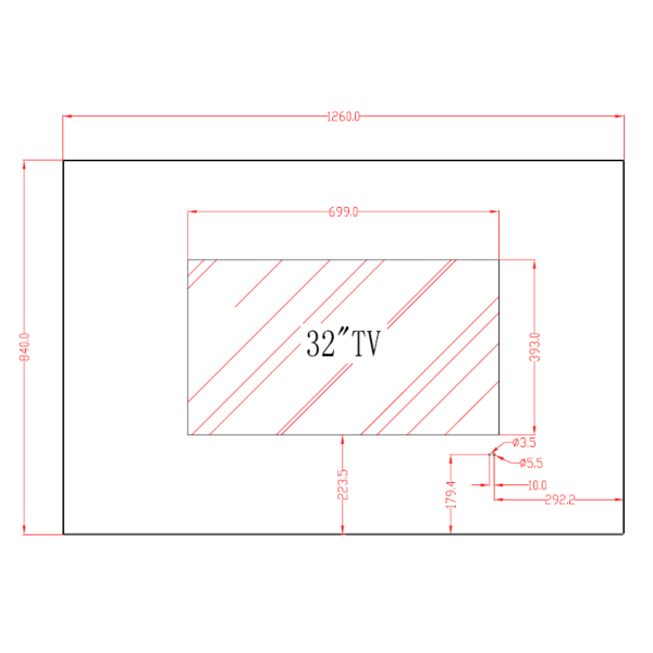 Einbau TV 32" BigSplash ABI32B 126 x 84 cm
